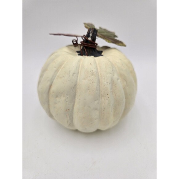 Set Of 2 Pumpkin Candy Dishes & White Pumpkin Decor Fall Autumn Decor 7" - Picture 11 of 15